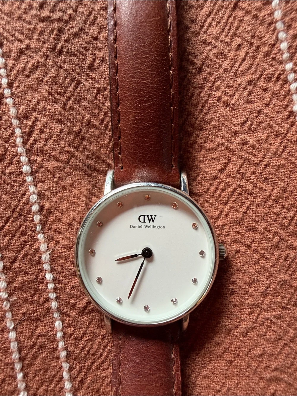 Daniel Wellington Brown Leather Bracelet Watch with White Dial